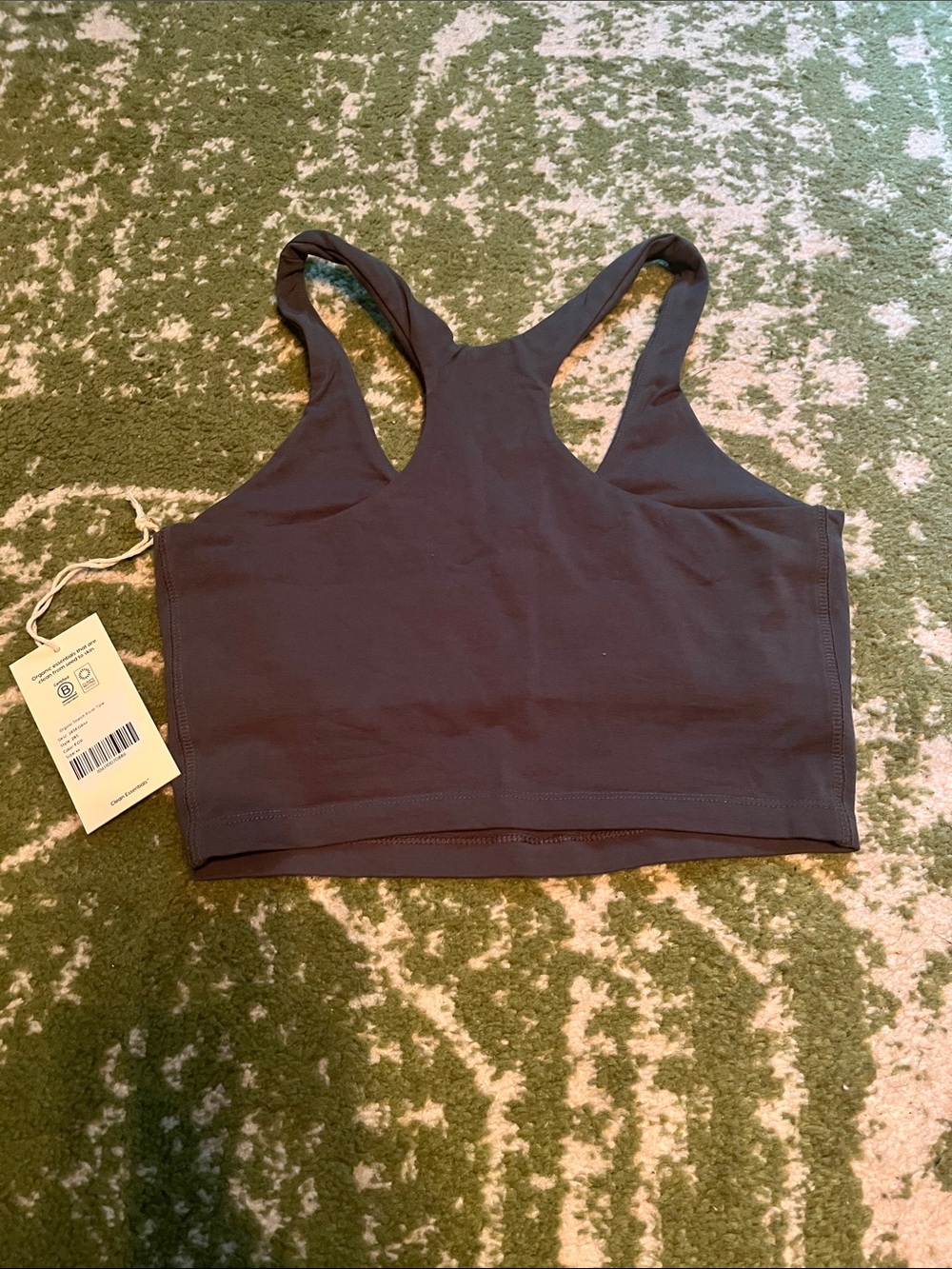 MATE the Label Racerback Scoop Neck Crop Tank Bra Top Brami Forest Green Organic - Picture 9 of 10